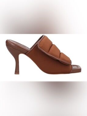 Gia Borghini Chocolate Brown Quilted Slide Sandals: Size 7 (37)